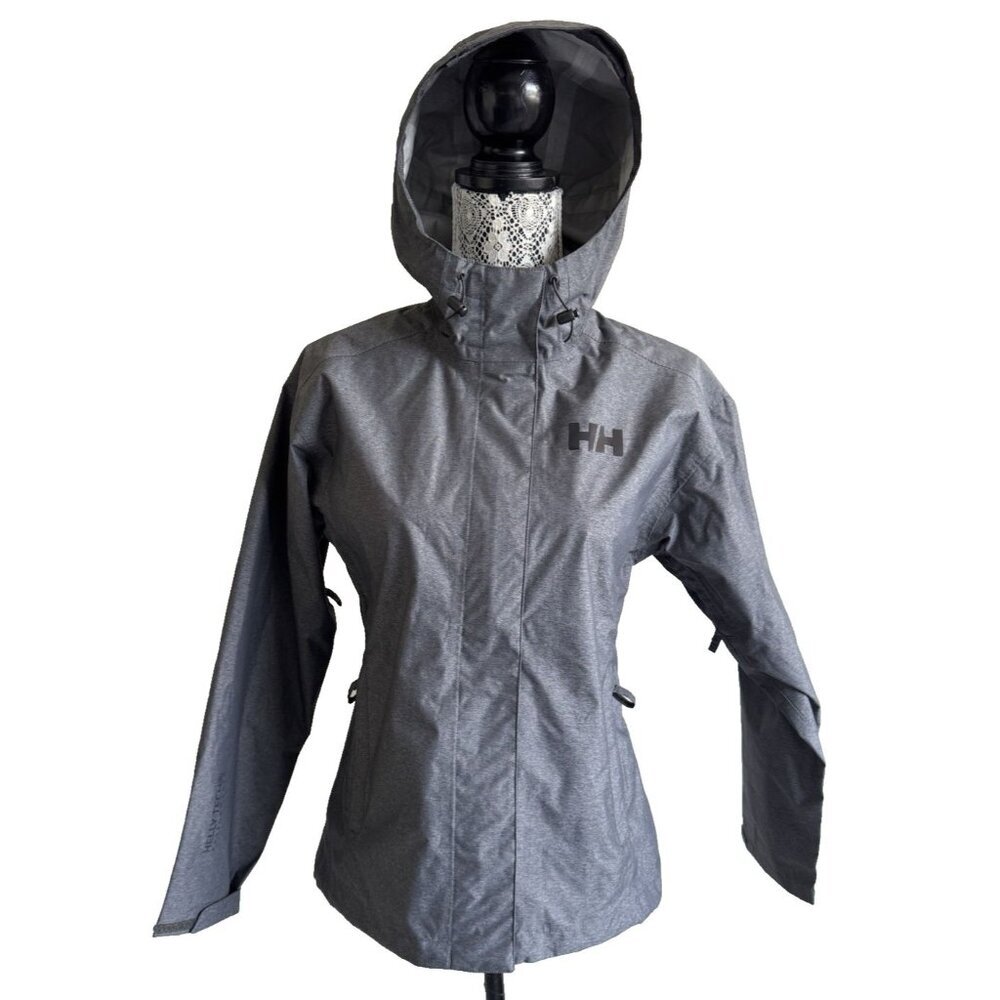 Helly Hansen Nari 2.5L Waterproof‎ Jacket Packable Sz Small Grey Hooded 62996